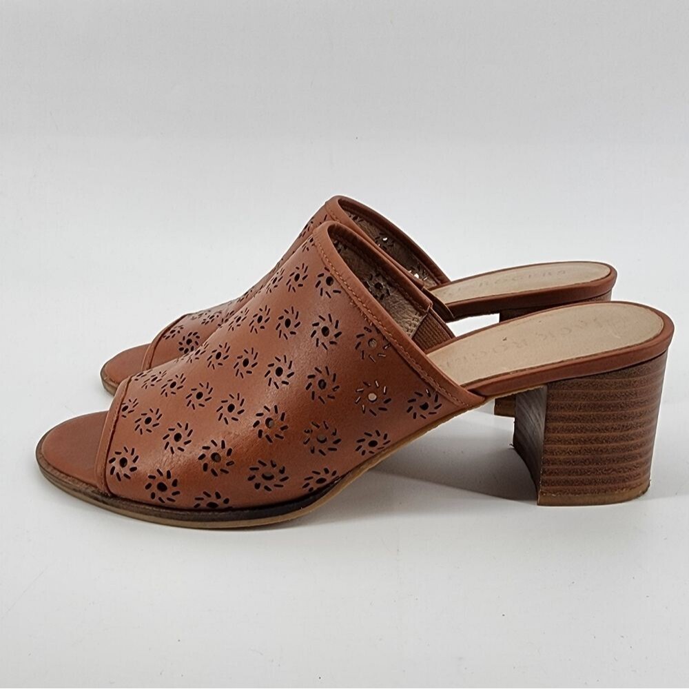 Jack Rogers Ronnie Mocha Perforated Heeled Mule Slides - Picture 6 of 9